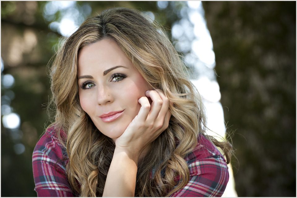 portrait of bride in flannel shirt