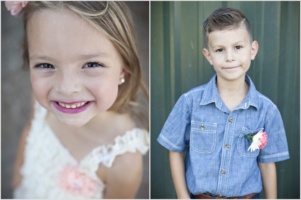 closeup shots of flower girl and ring bearer