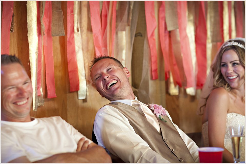 groom laughs at best man's speech