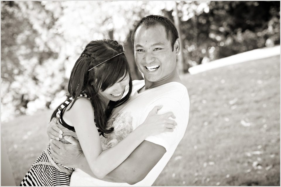 couple laugh together