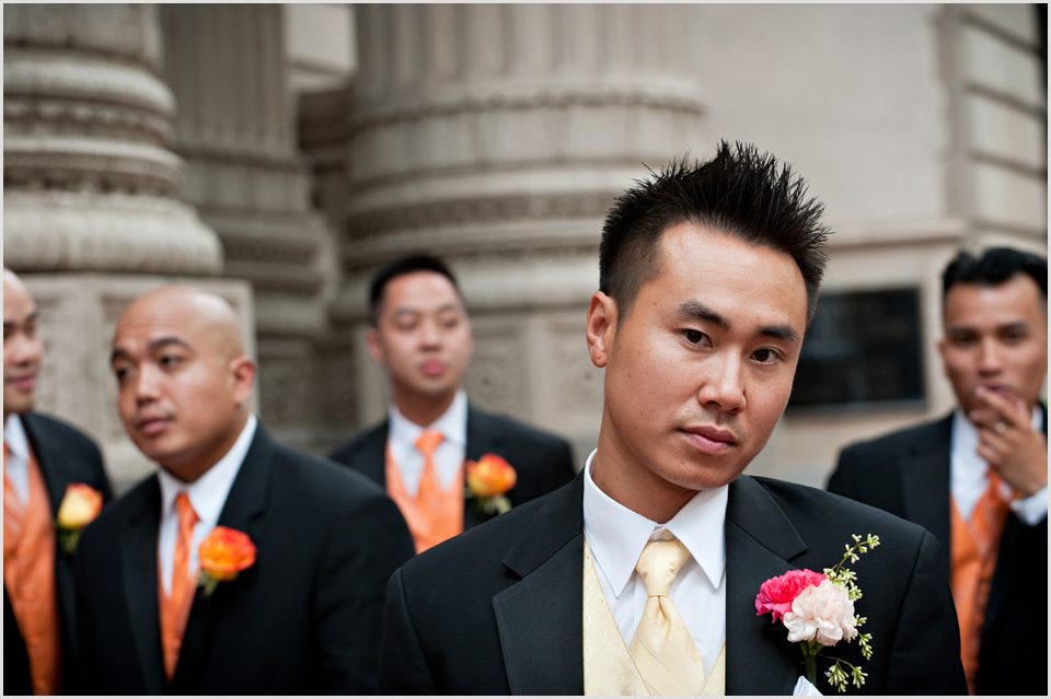 groom with his groomsmen in downtown Portland Oregon