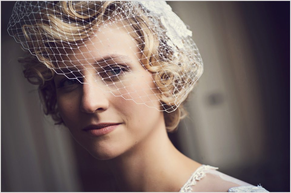 gorgeous bride with a blusher veil